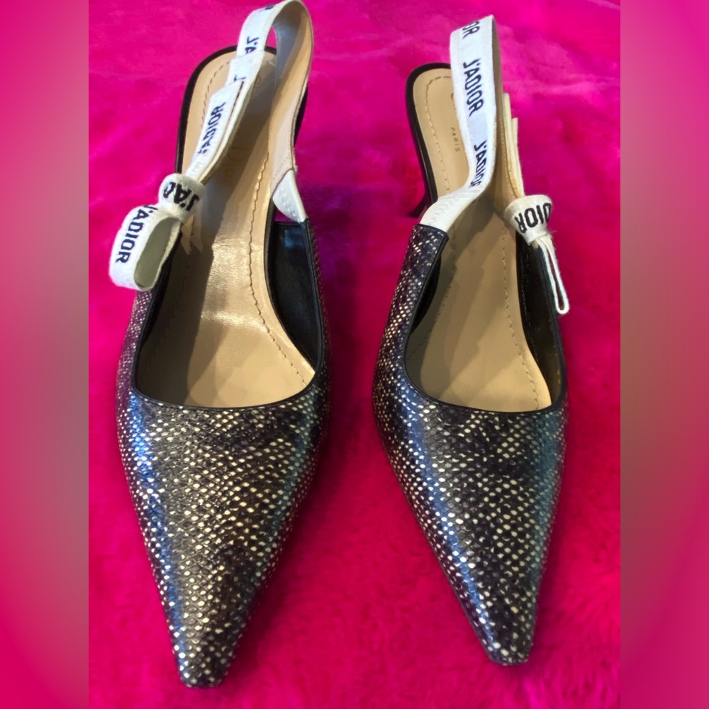 Christian DIOR J’adior slingback lizard leather kitten heels (Rare) Size EUR 39
